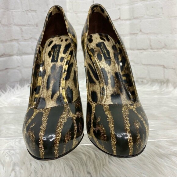 Dolce & Gabbana Women’s Patent Leather Animal Leopard Print Pumps EU 38 - Picture 4 of 16